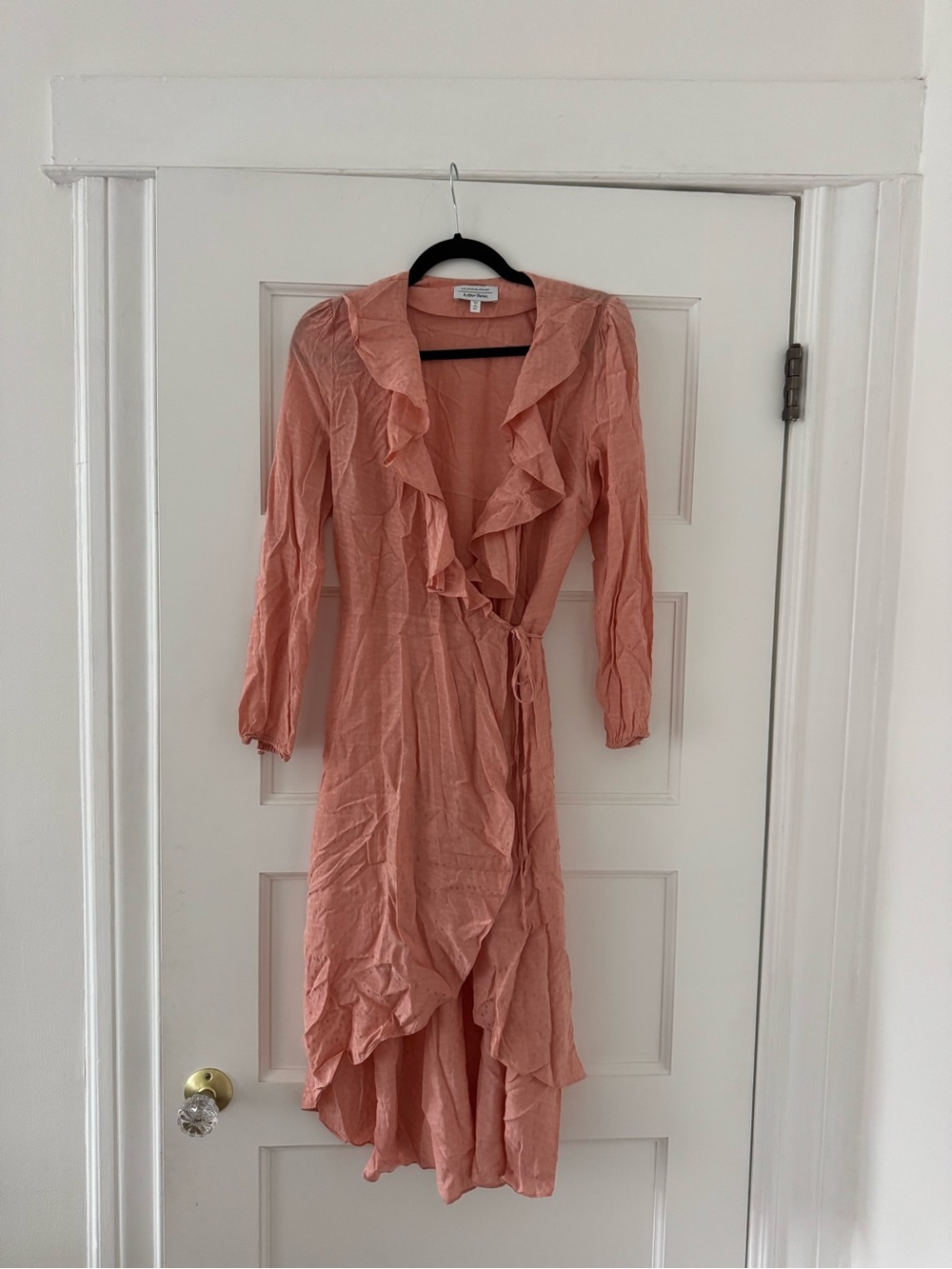 & Other Stories Peach Ruffle Wrap Midi Dress